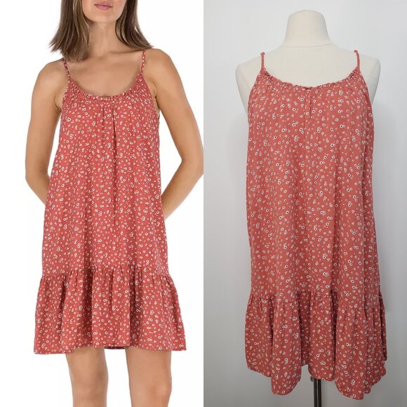 bobeau Dresses & Skirts - B COLLECTION by BOBEAU Floral Ruffled Trapeze Dress Size M Flowy Ruffle Strappy